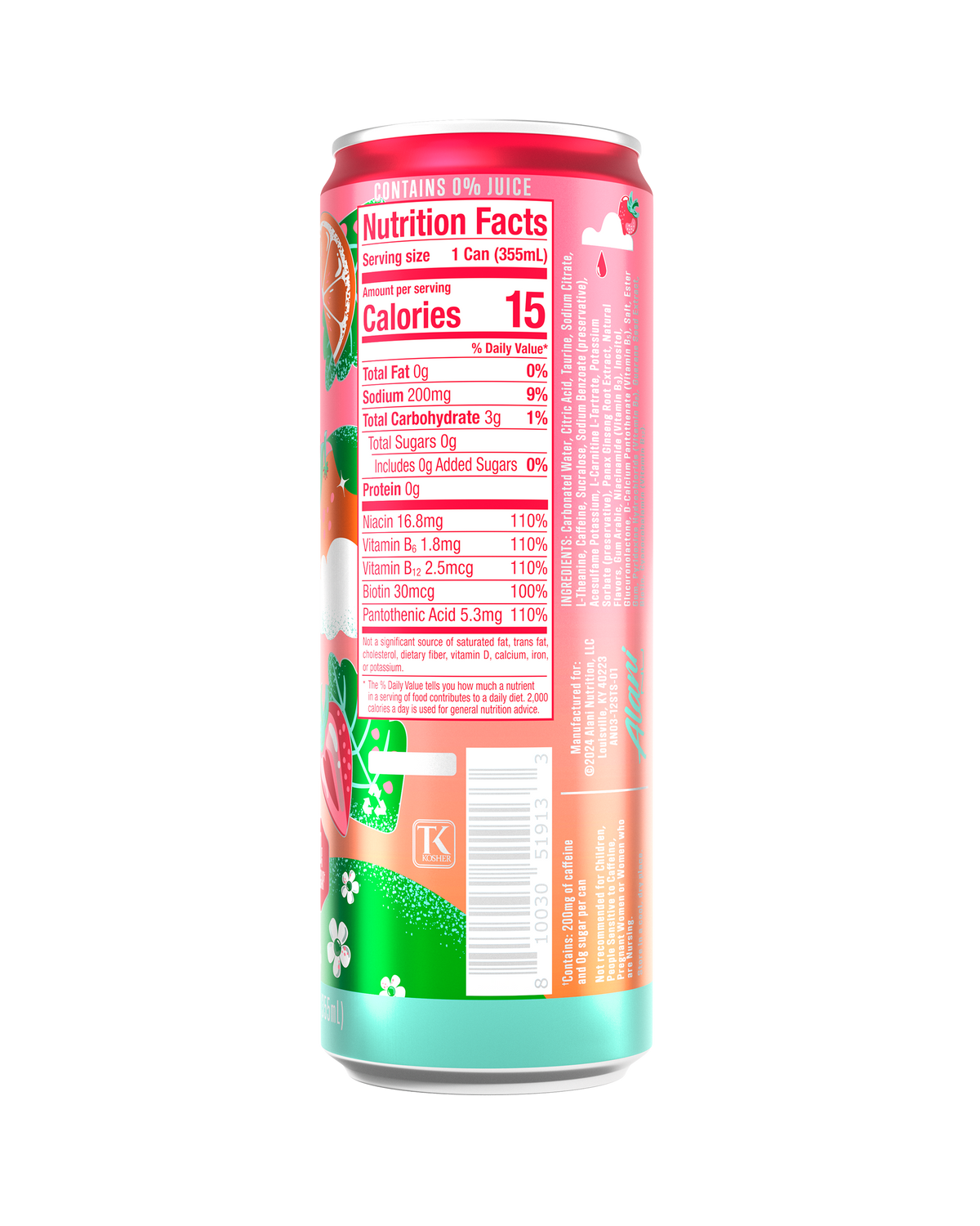 Zero-Sugar Strawberry Sunrise Energy Drink, Berry-Orange 12-Pack