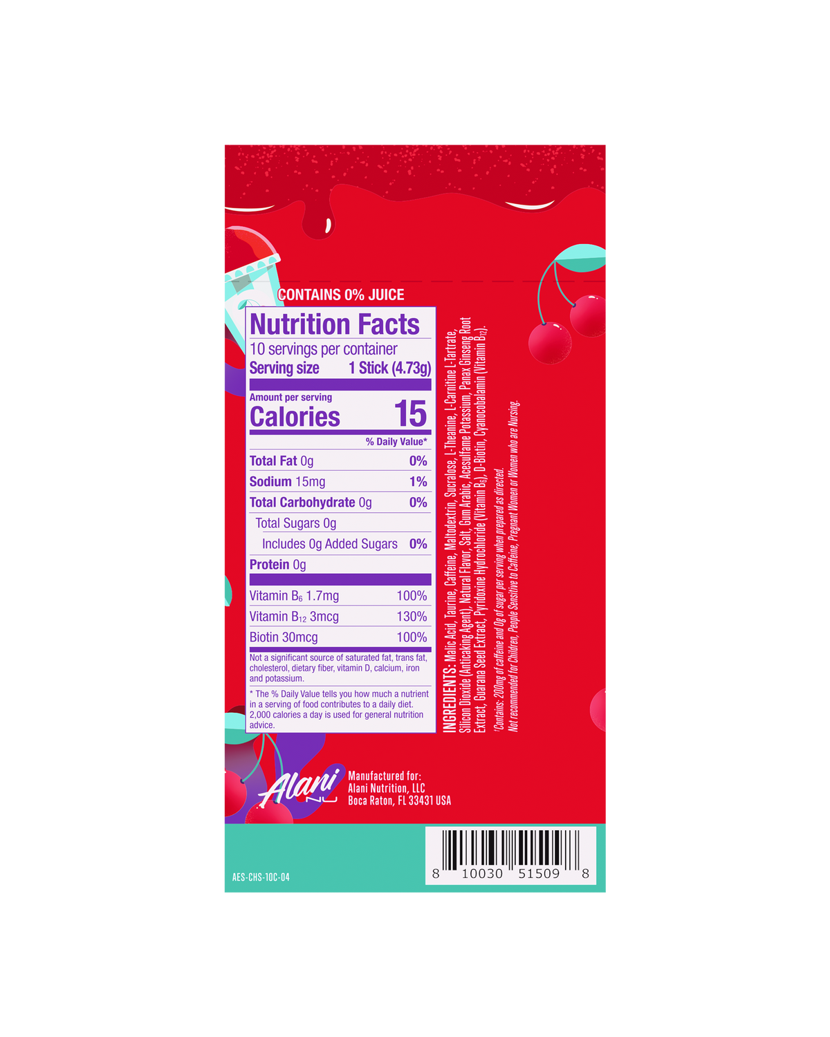 Cherry Slush Energy Sticks, 10-Pack
