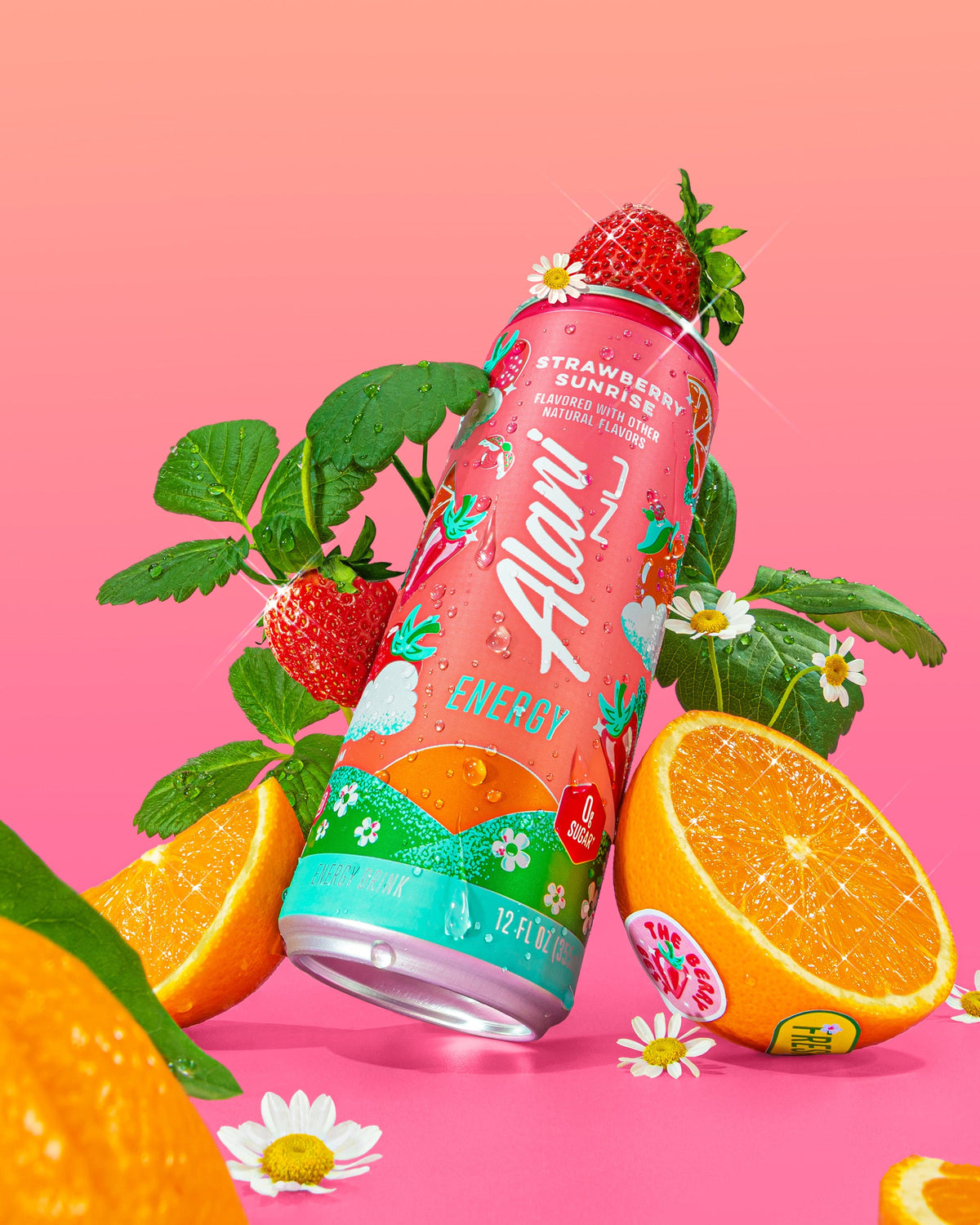 Zero-Sugar Strawberry Sunrise Energy Drink, Berry-Orange 12-Pack