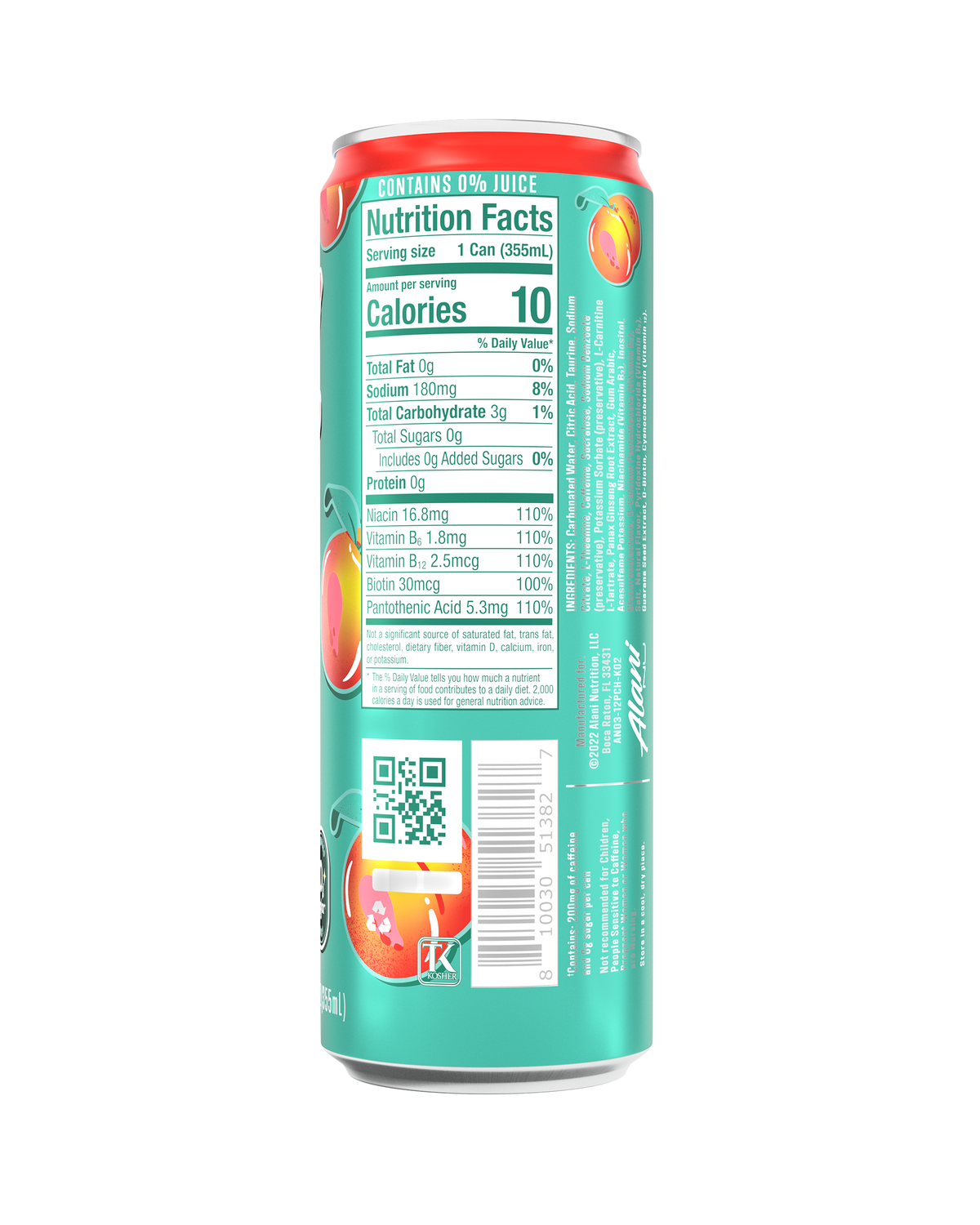Juicy Peach Energy Drink, 12-Pack