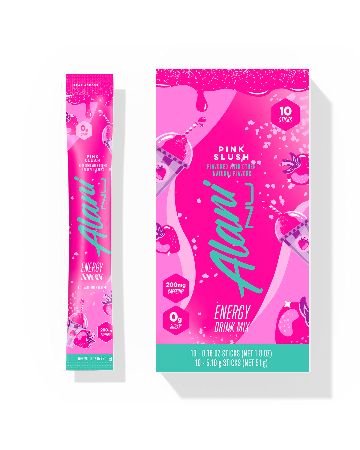 Pink Slush Powdered Energy Sticks, 10-Pack