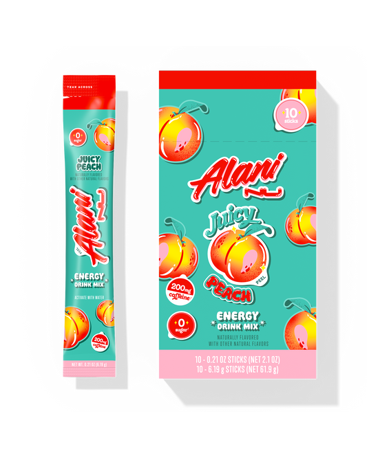 Juicy Peach Powdered Energy Sticks, 10-Pack