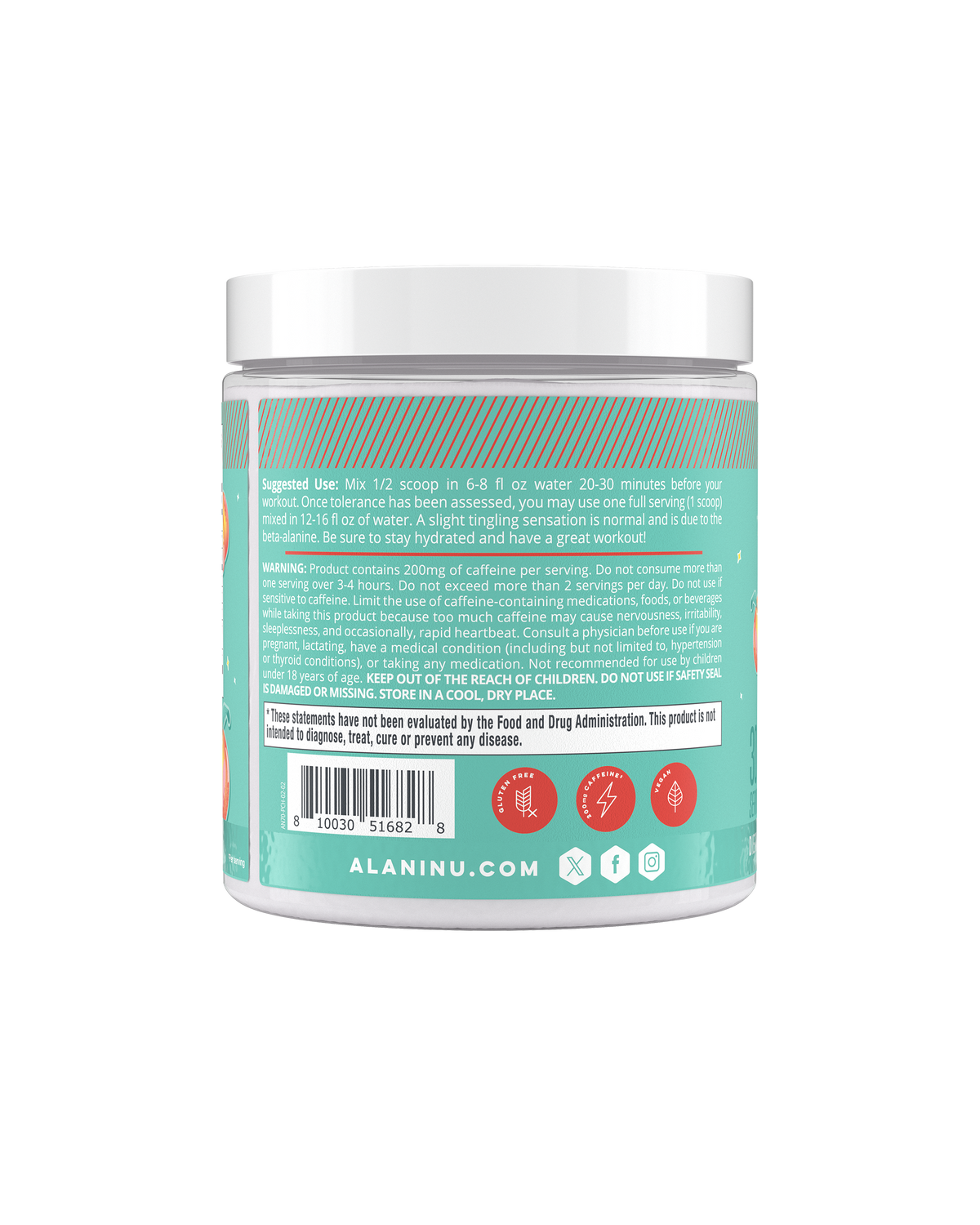Juicy Peach Pre-Workout Mix, 30 Servings